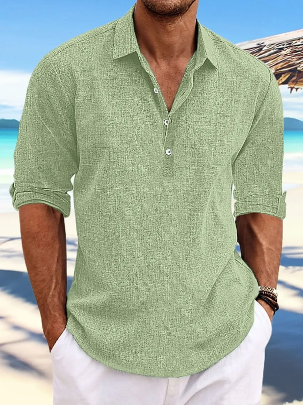 Men's Full Size Long Sleeve Henley Shirt Plus Size, image 4