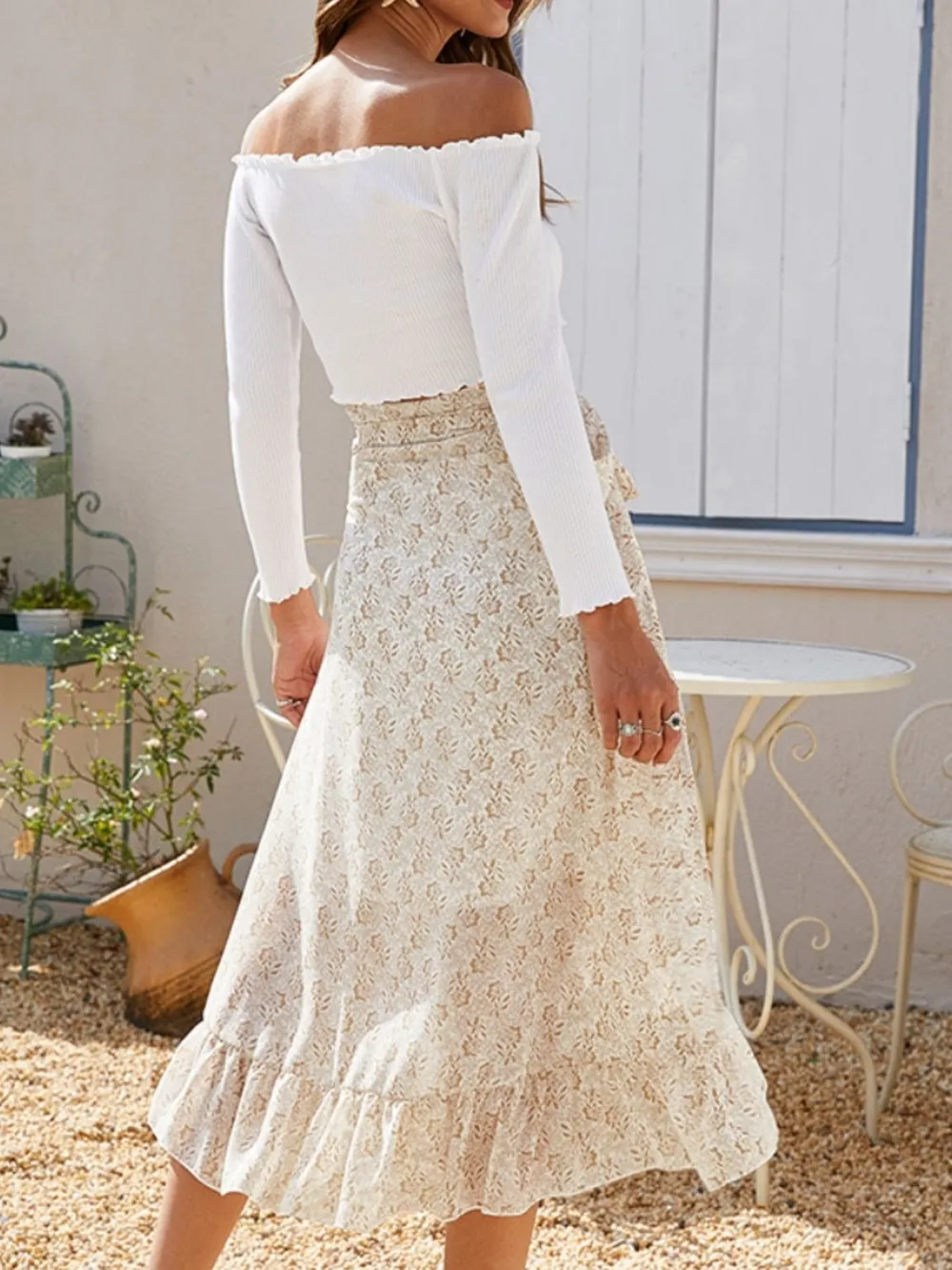 Printed Ruffled Midi Skirt, image 16