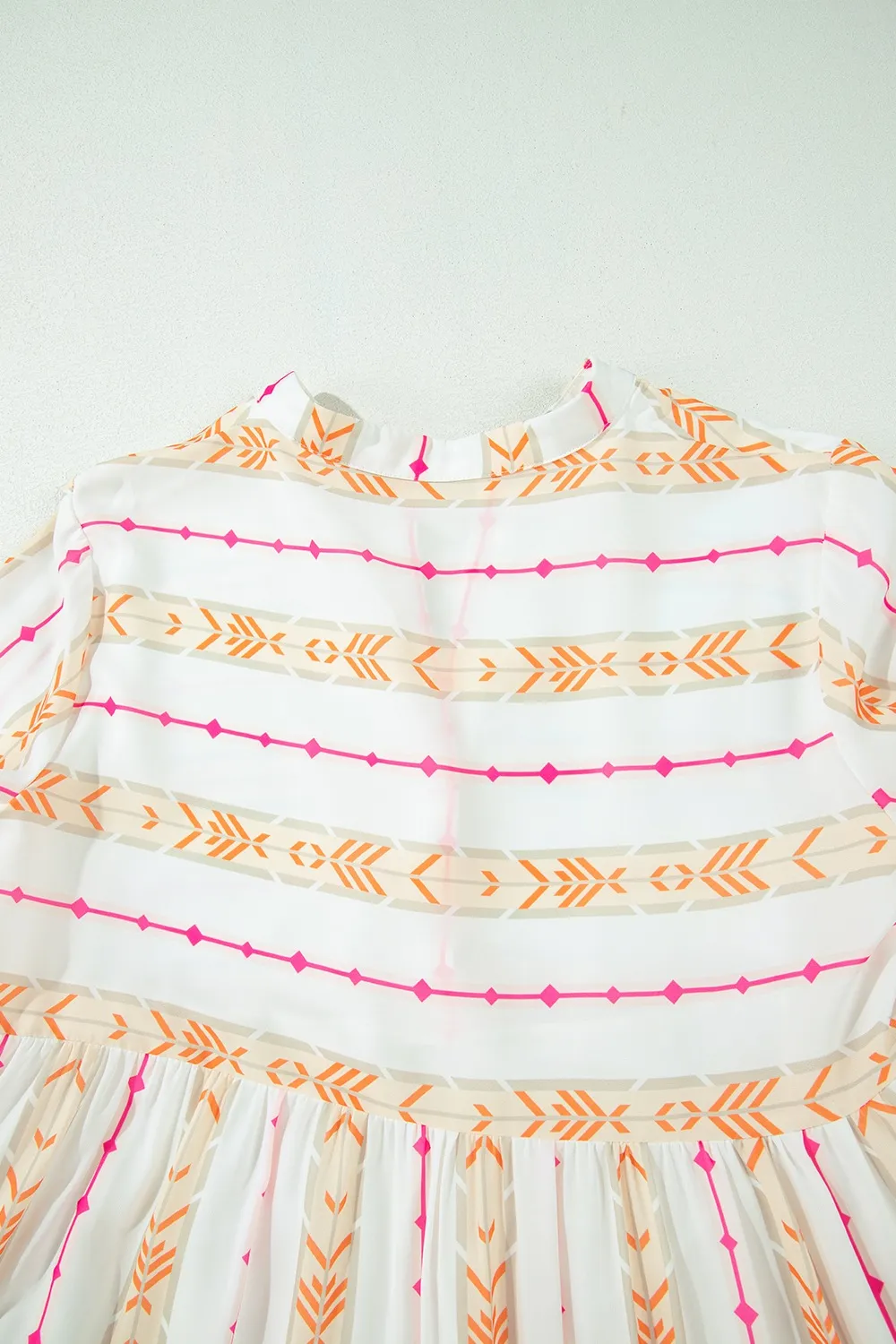 Printed Ruffled Notched Loose Dress, image 6