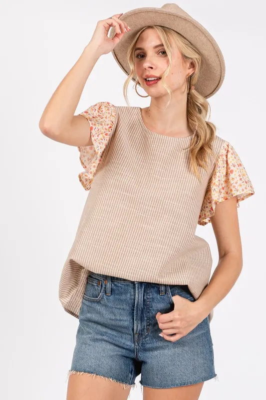 Ces Femme Round Neck Floral Short Sleeve Top, image 2