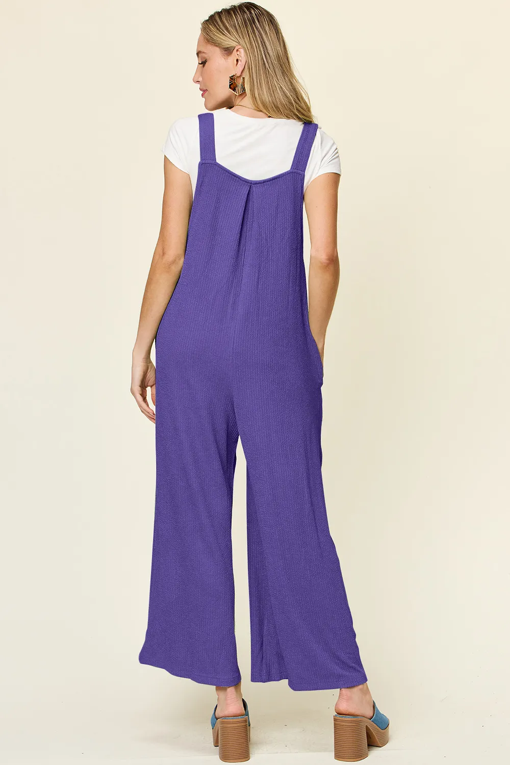 Full Size Texture Sleeveless Wide Leg Overall, image 6