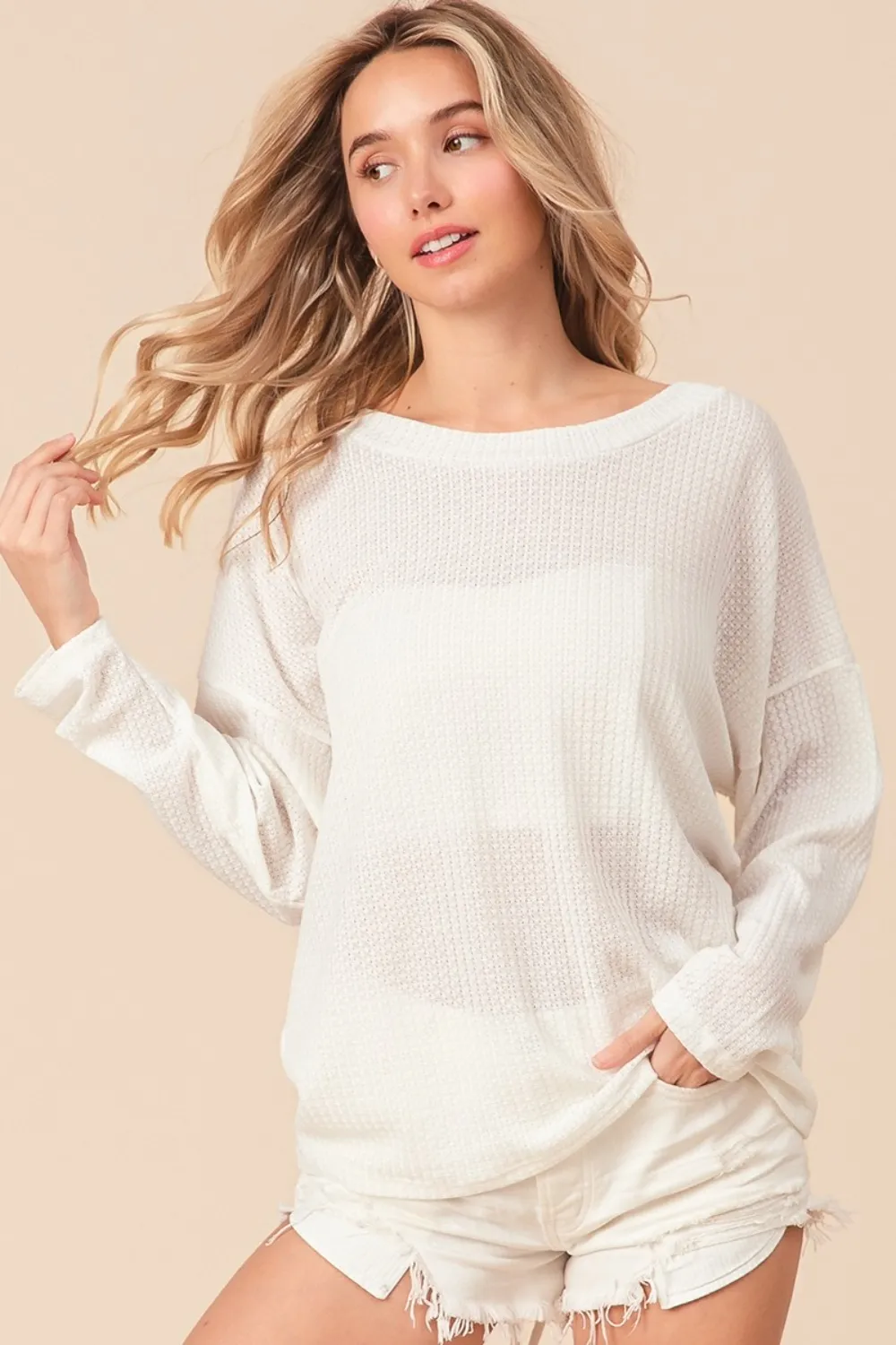 Waffled Backless Drawstring T-Shirt, image 5