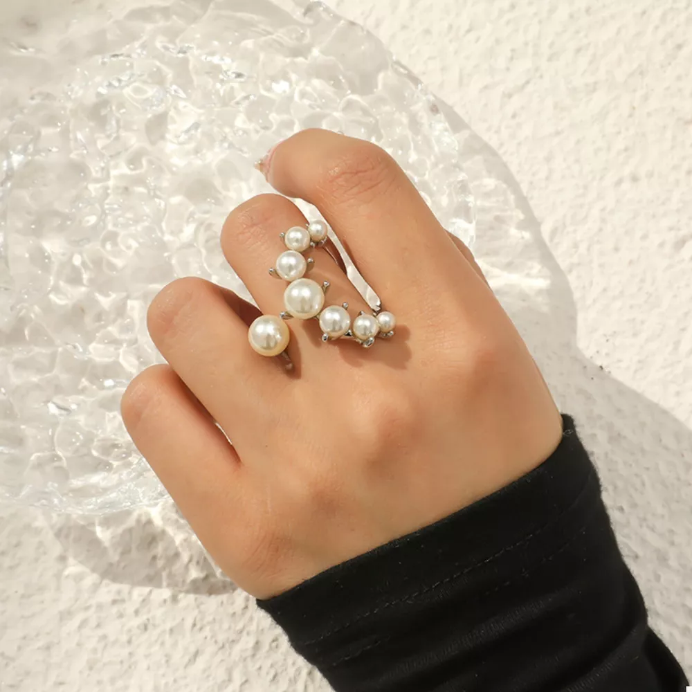 Alloy Pearl Open Ring, image 2