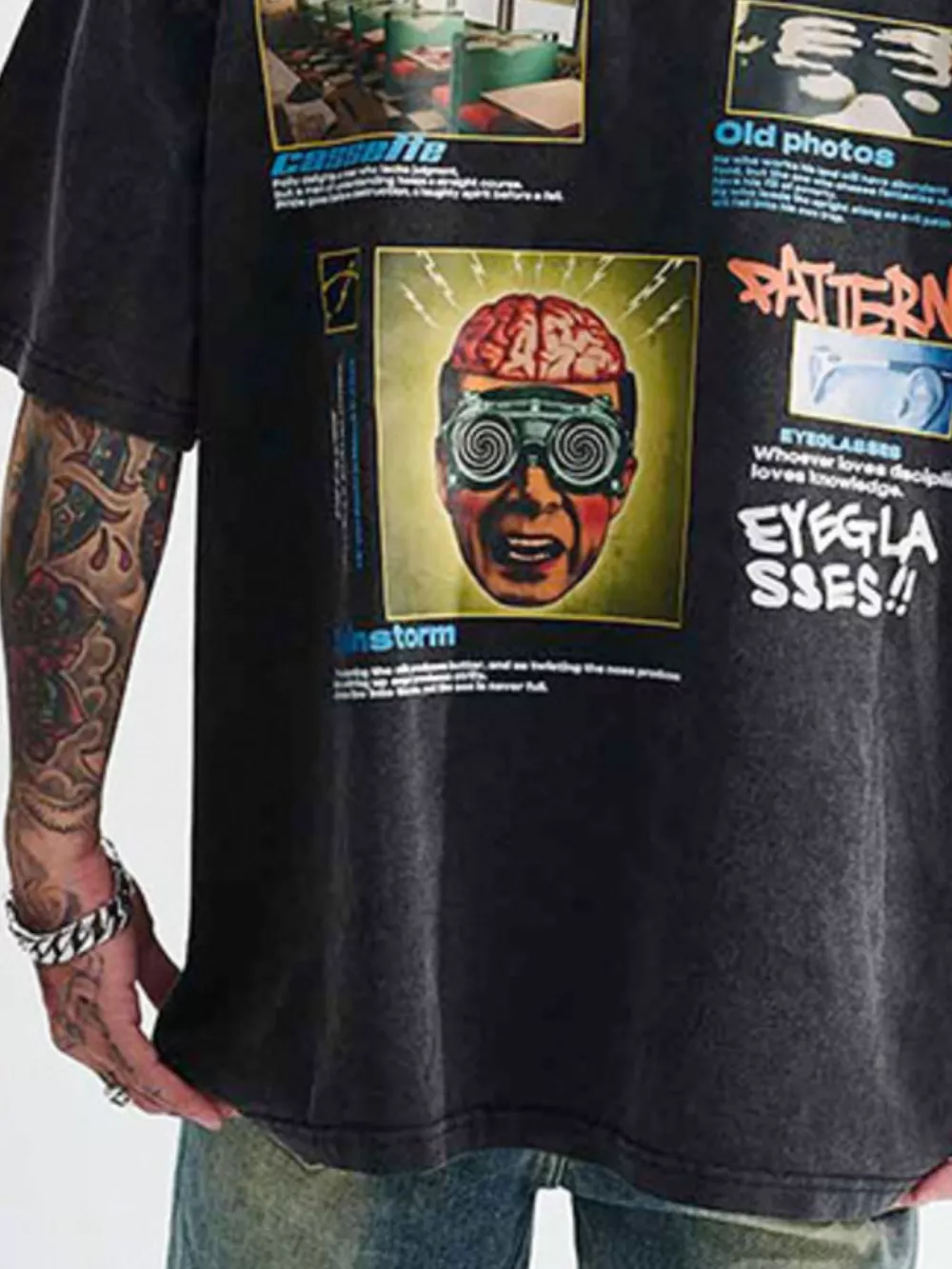 Men's Vintage Graphic Oversized Washed T-Shirt, image 5