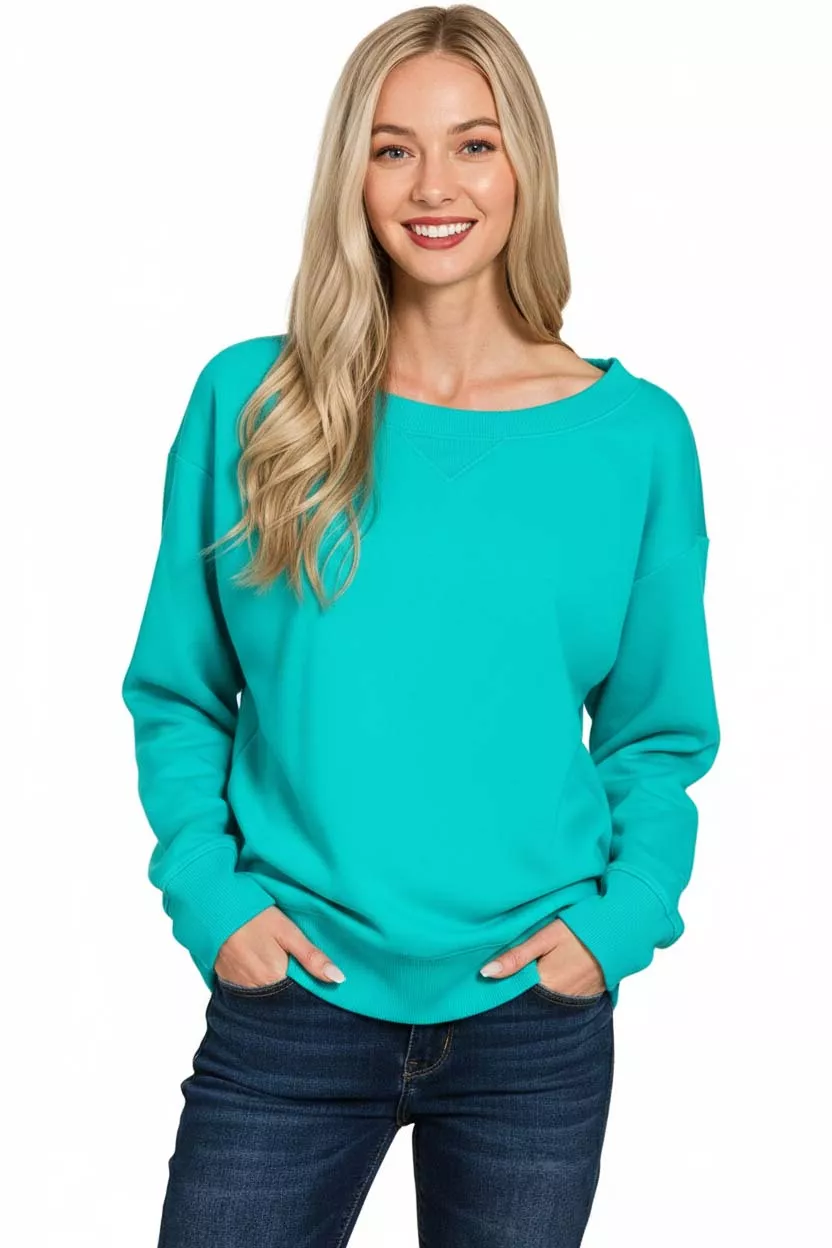 Fleece Boat Neck Sweatshirt, image 2
