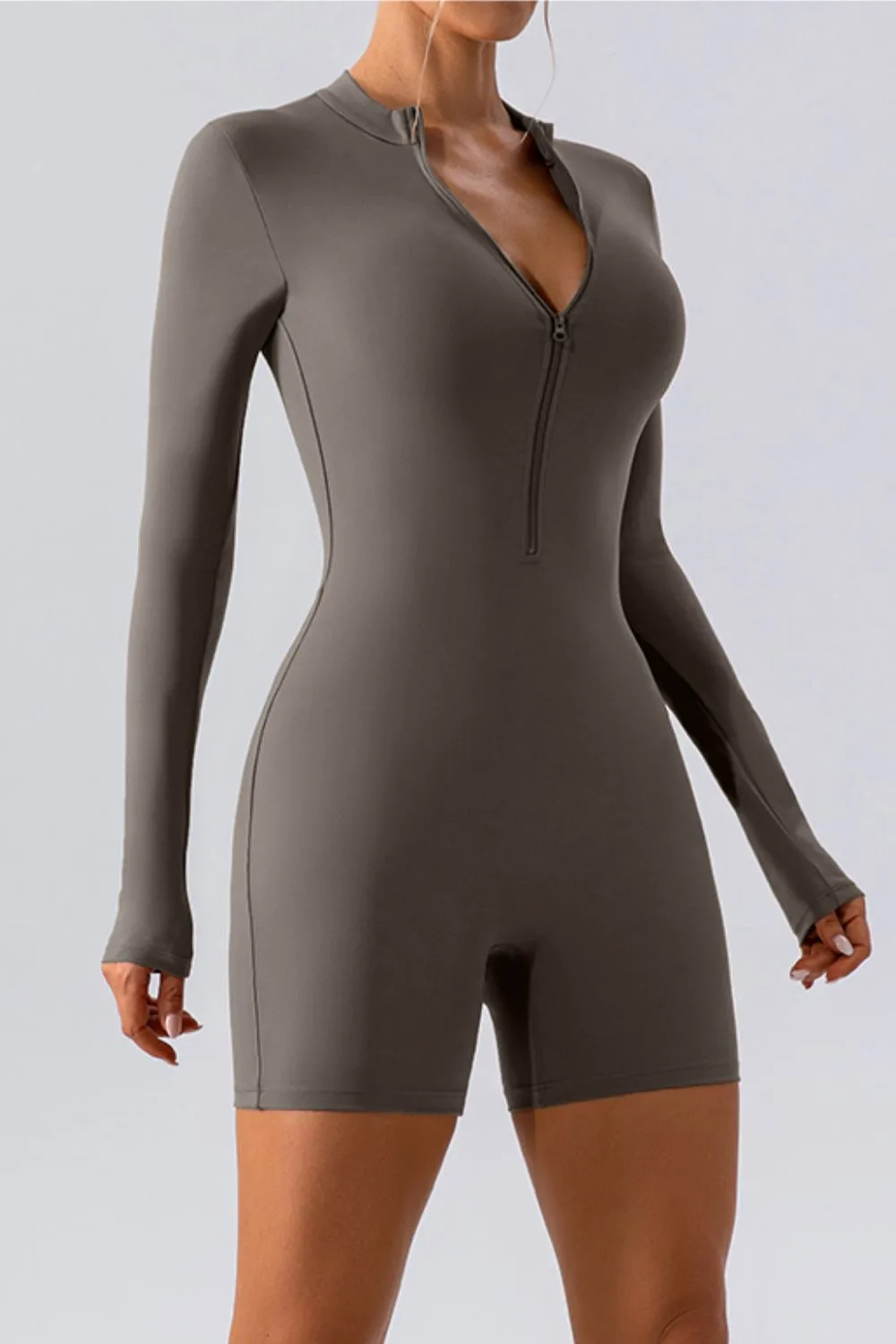 Half Zip Long Sleeve Active Romper, image 12