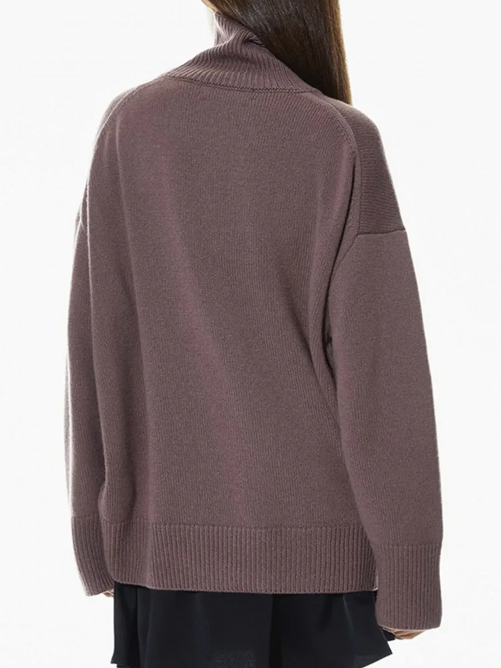 Ribbed Detail Turtleneck Dropped Shoulder Sweater, image 17