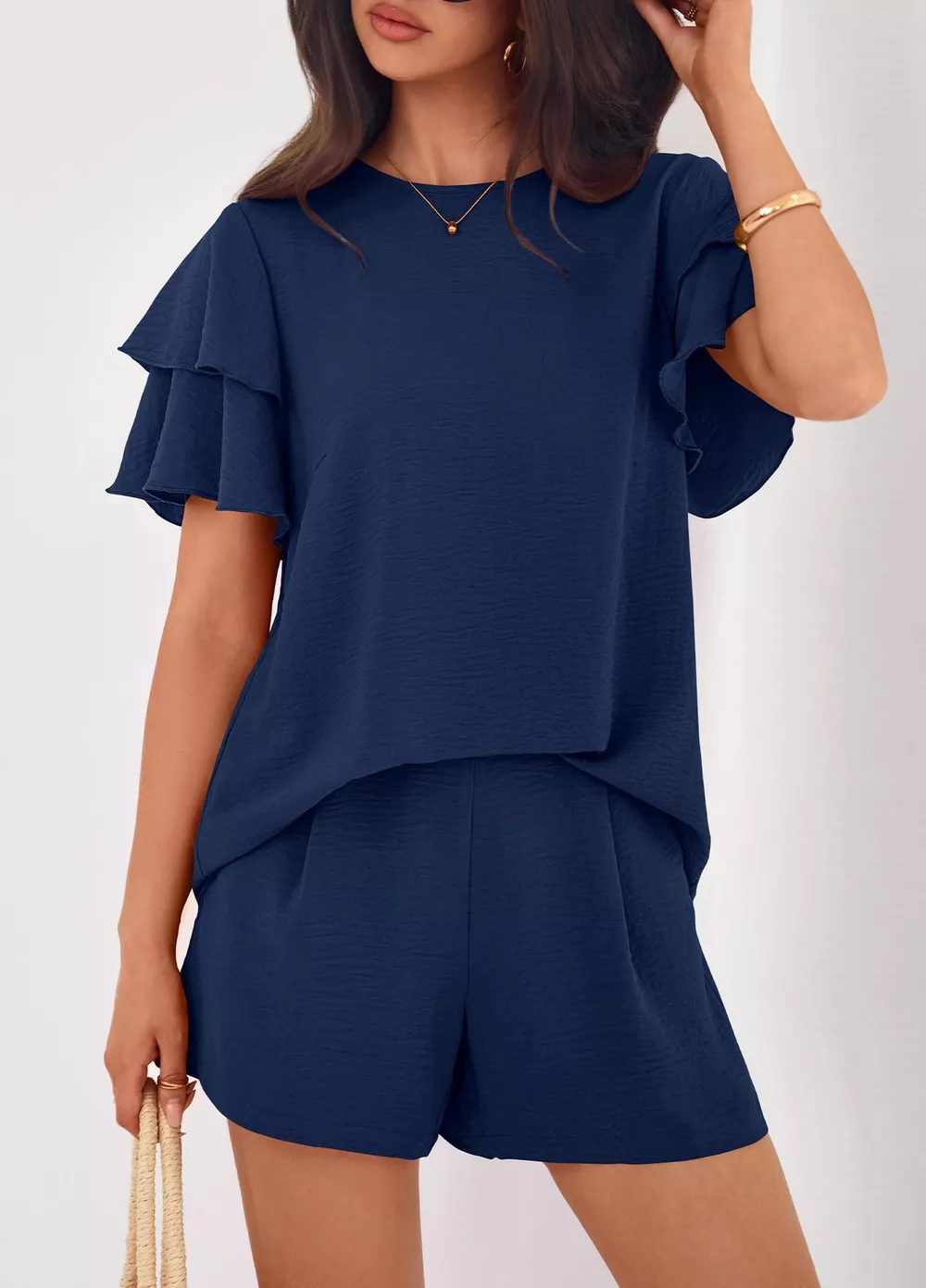 Ruffle Sleeve Top and Shorts Two-Piece Set, image 9