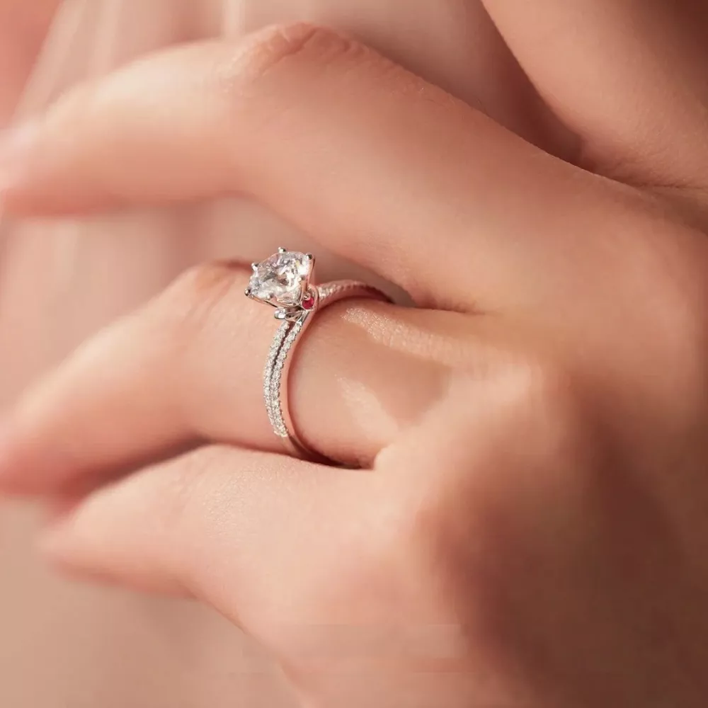 1 Carat 925 Sterling Silver Moissanite Ring, image 4
