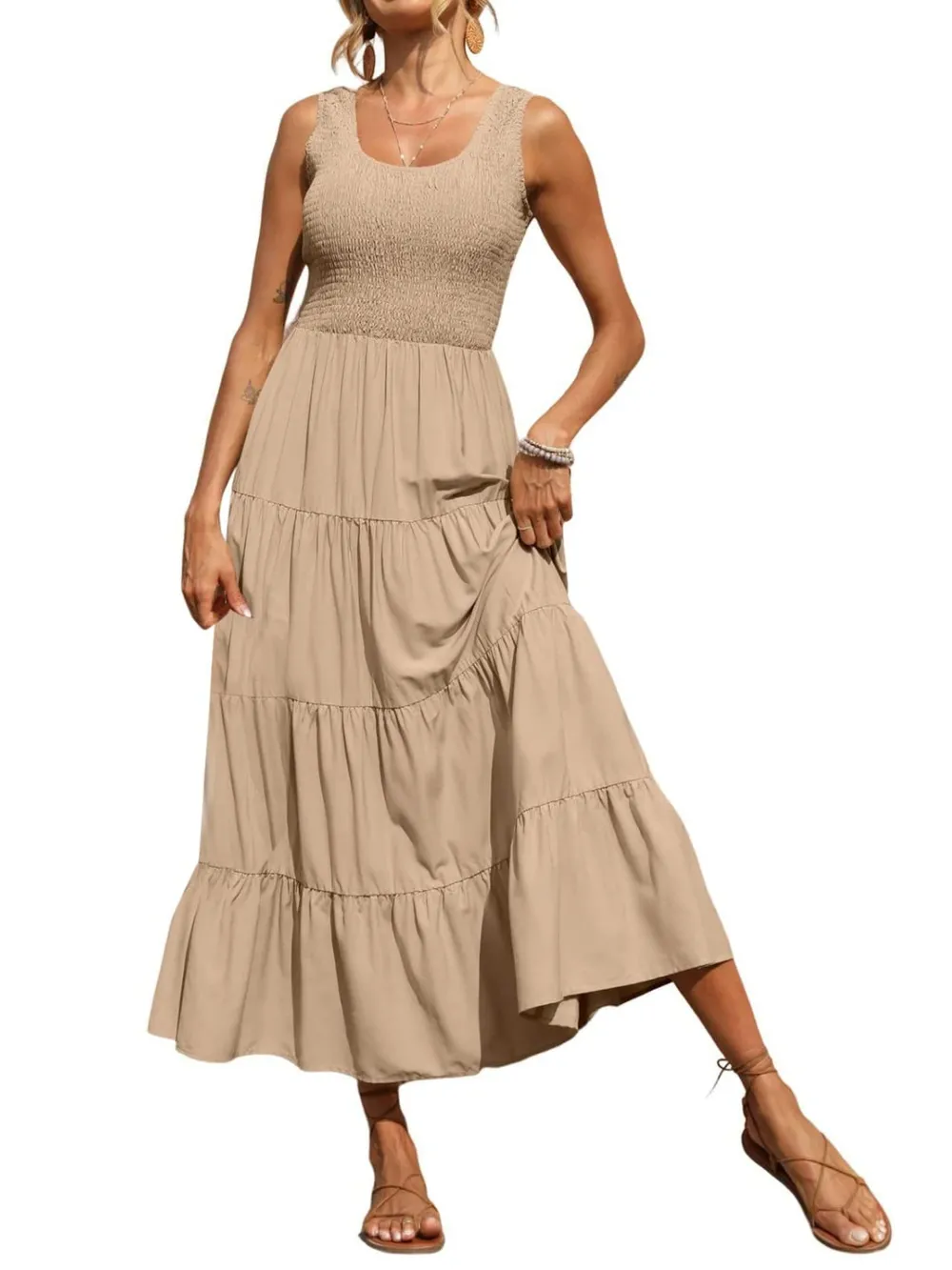 Tiered Smocked Wide Strap Dress, image 15