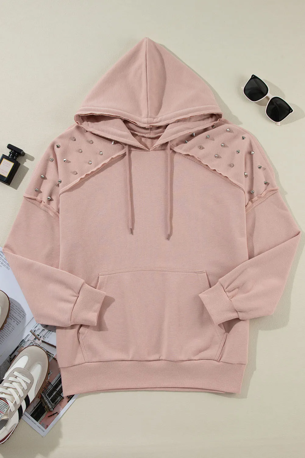Rivet Drawstring Long Sleeve Hoodie, image 10