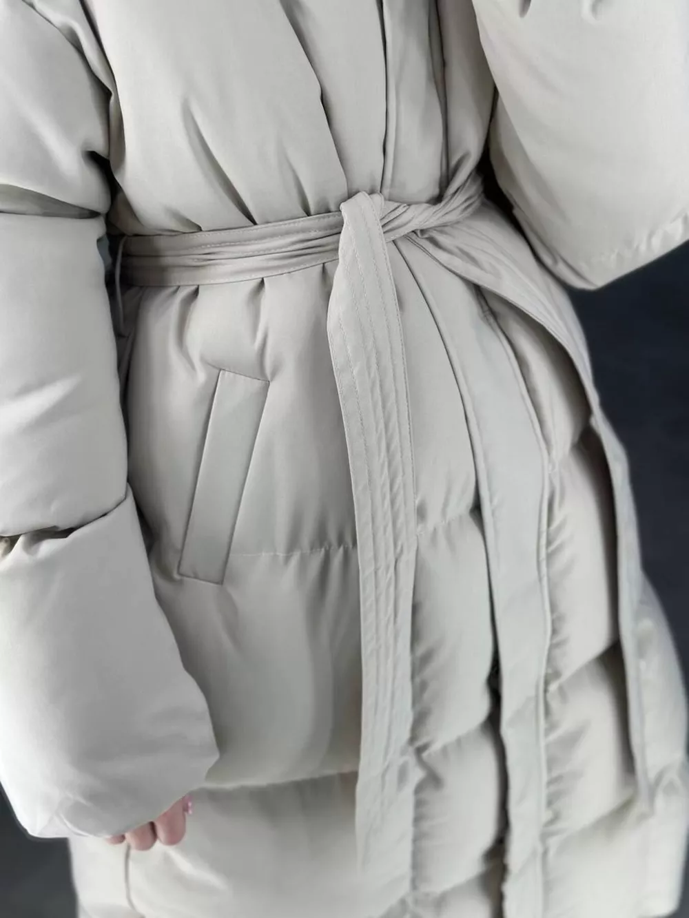 Longline Padded Winter Coat with Belted, image 11