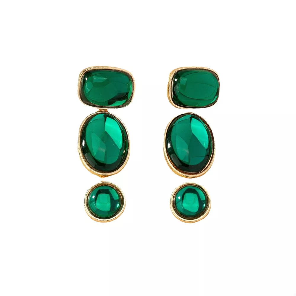 18K Gold-Plated Alloy Resin Drop Earrings, image 3