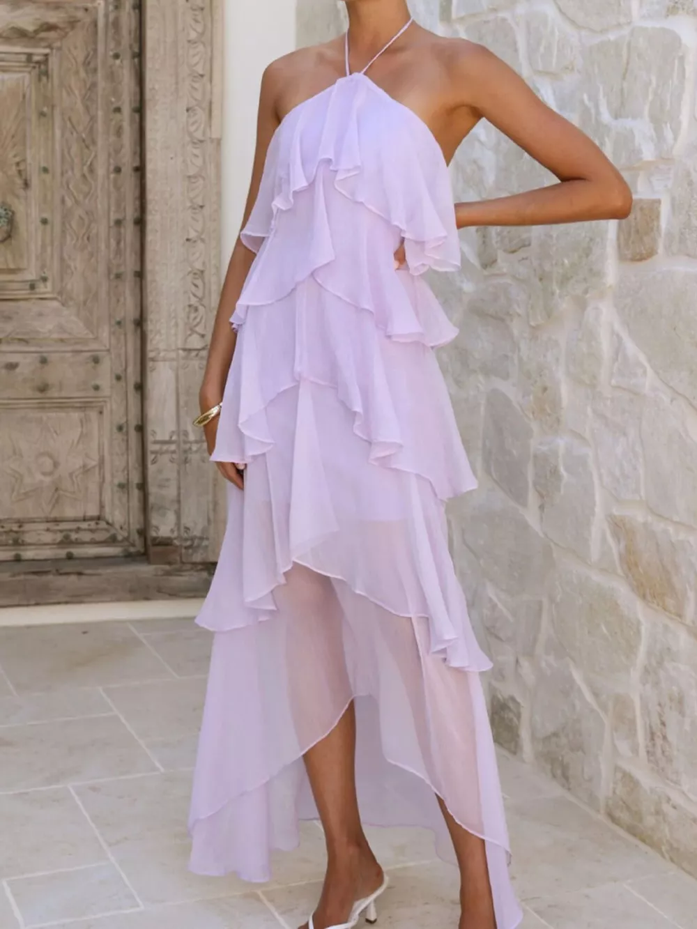 Layered Ruffled Halter Neck Dress, image 8
