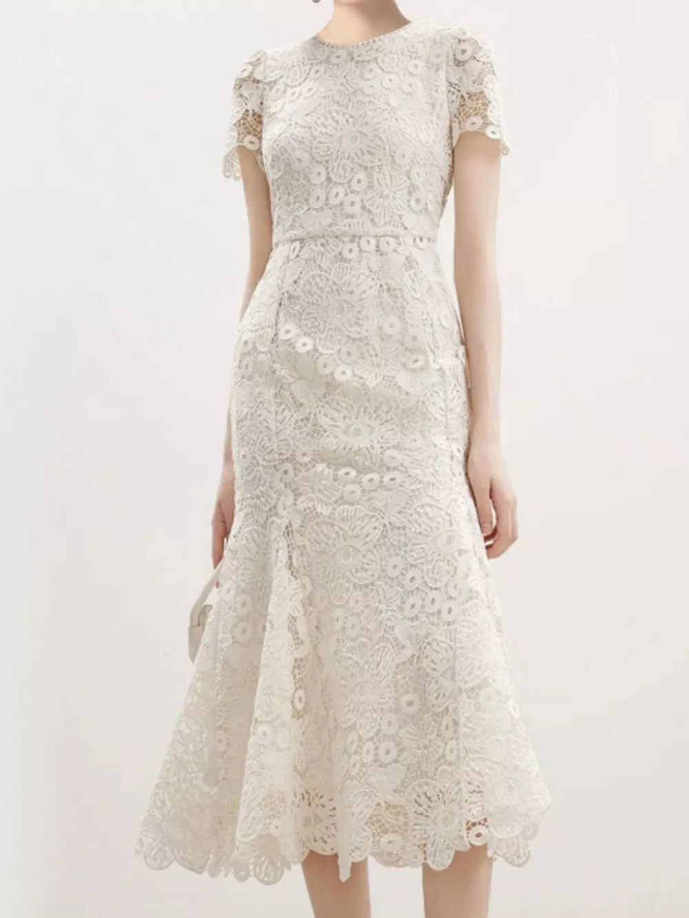 Lace Short Sleeve Mermaid Dress, image 2