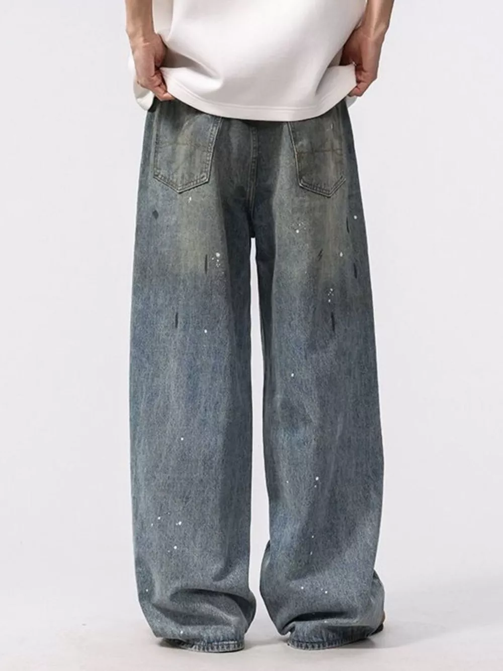 Men's Wide Leg Washed Jeans, image 5