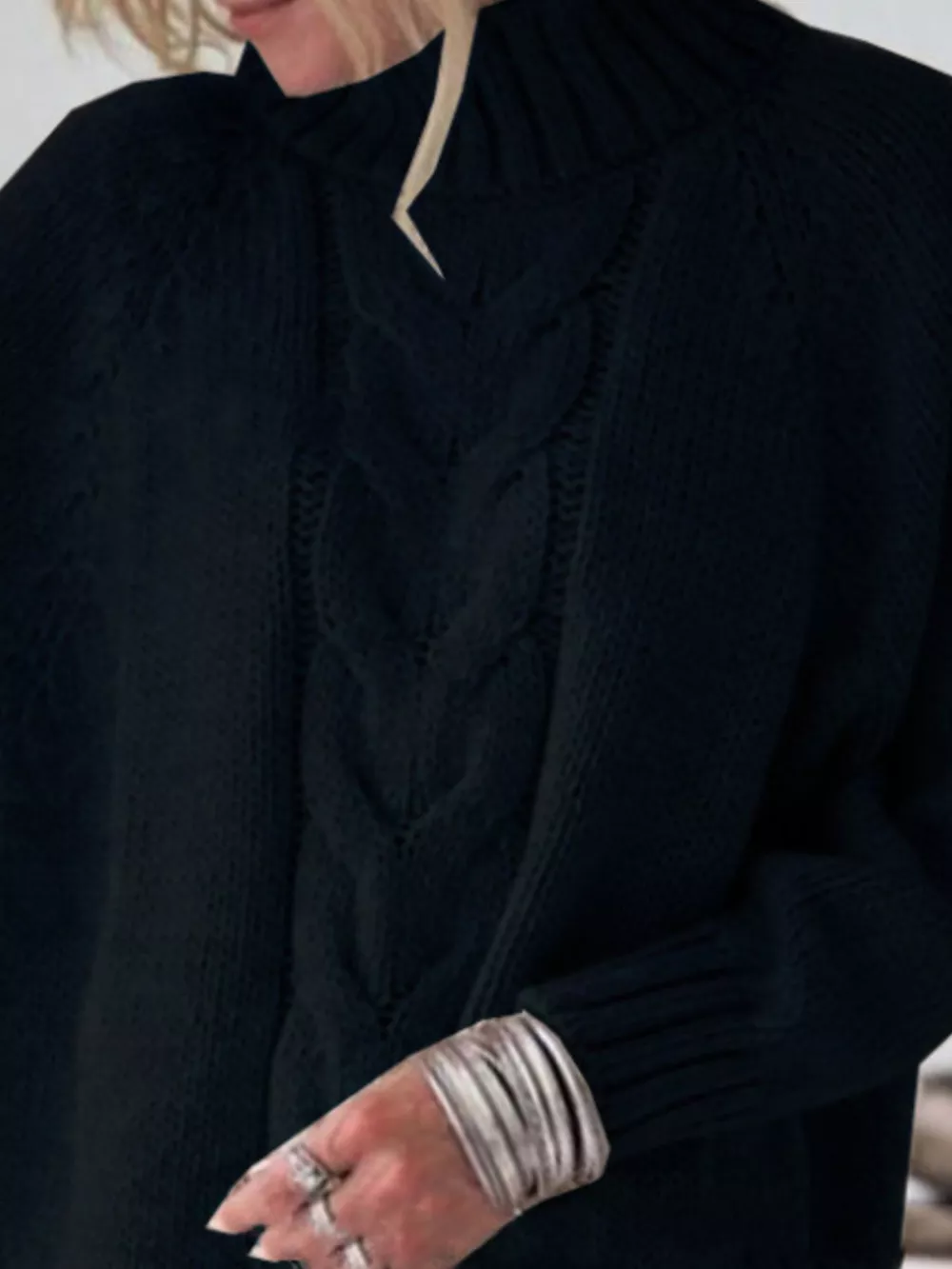 Cable-Knit Long Sleeve Sweater, image 4