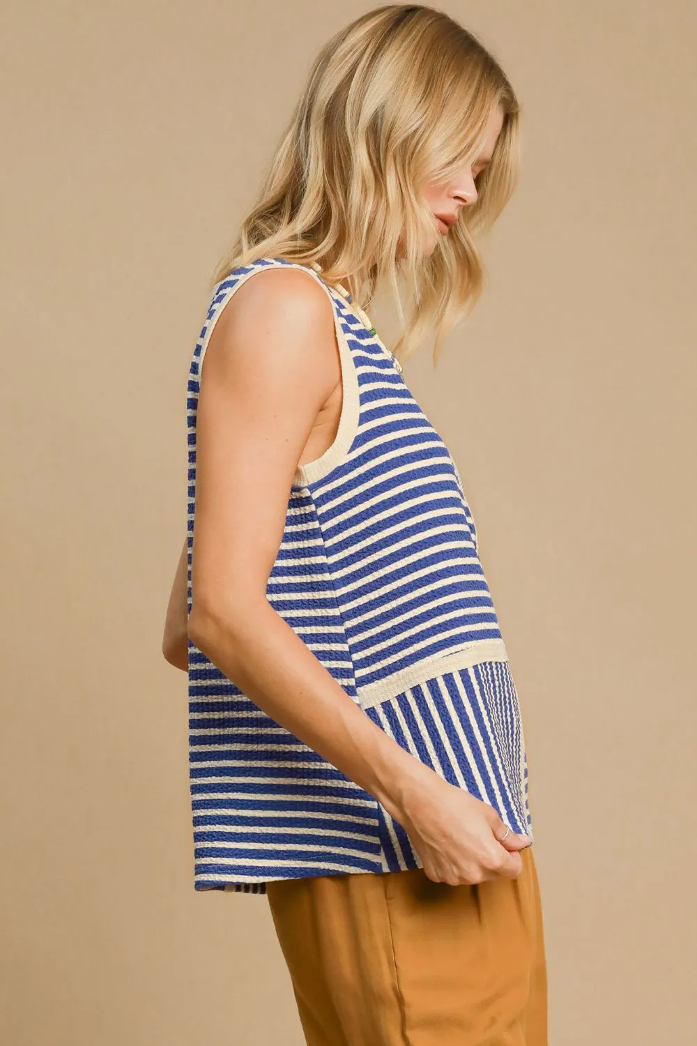 Round Neck Texture Striped Tank, image 4