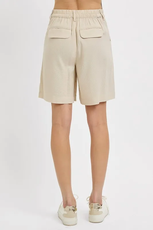 High Rise Pleated Front Shorts, image 4