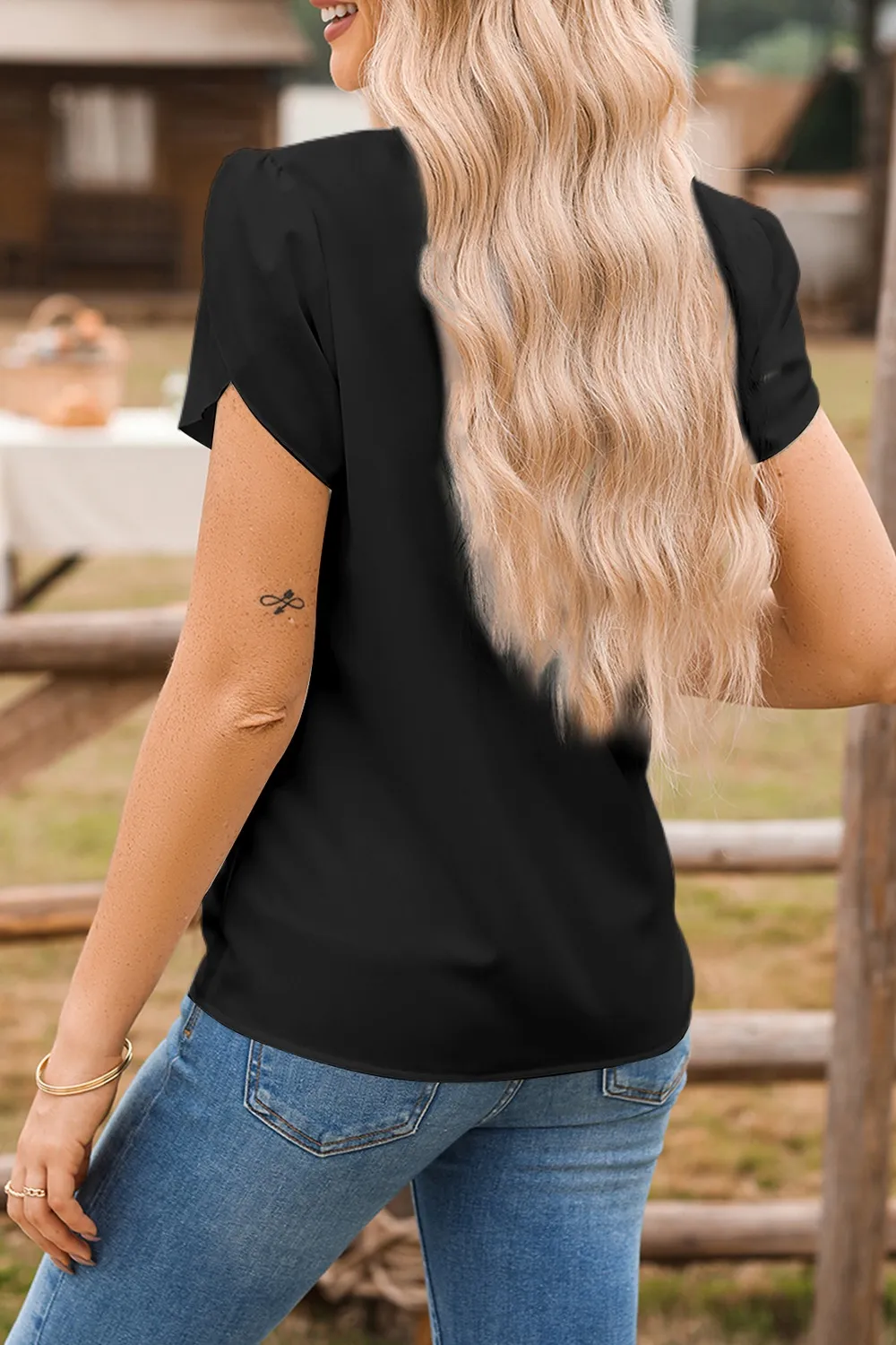 Short Sleeve Notched Blouse, image 14