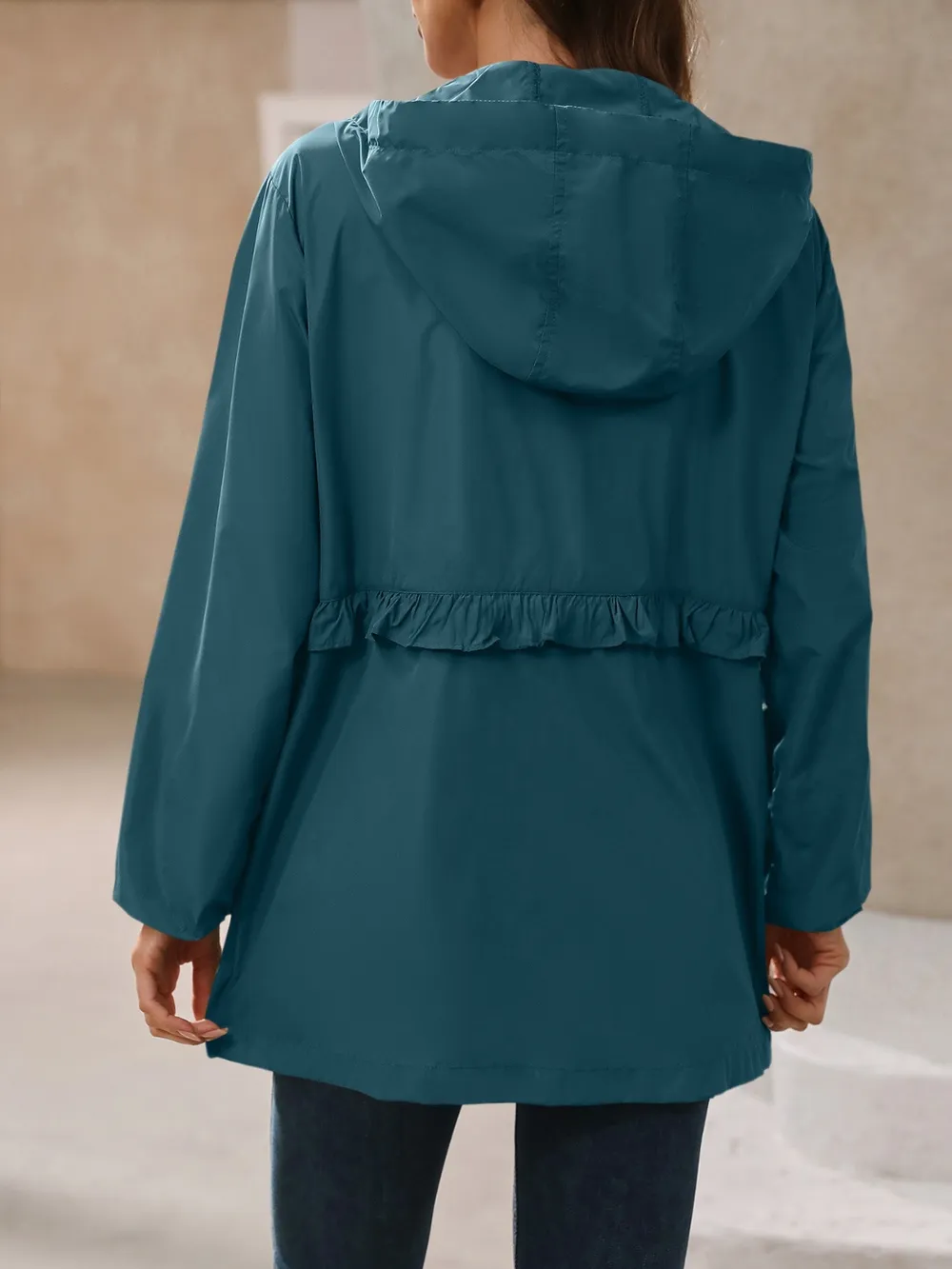 Outdoor Waterproof Long Sleeve Hooded Windbreaker, image 14