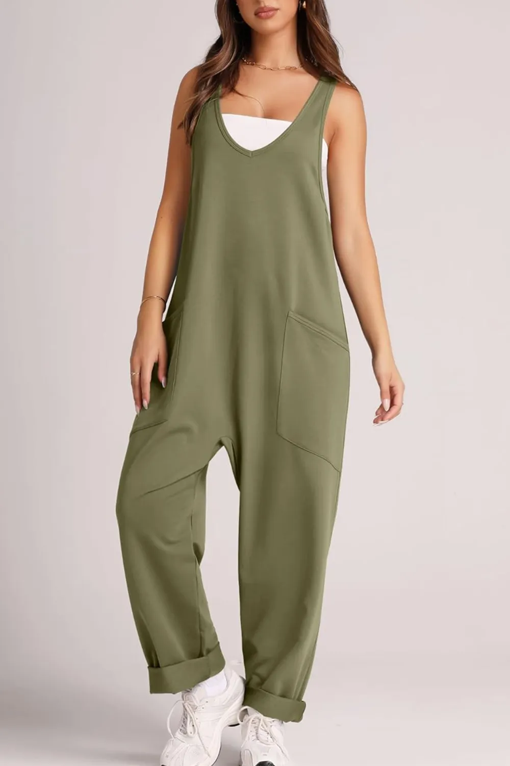 Wide Strap Jumpsuit with Pockets, image 5