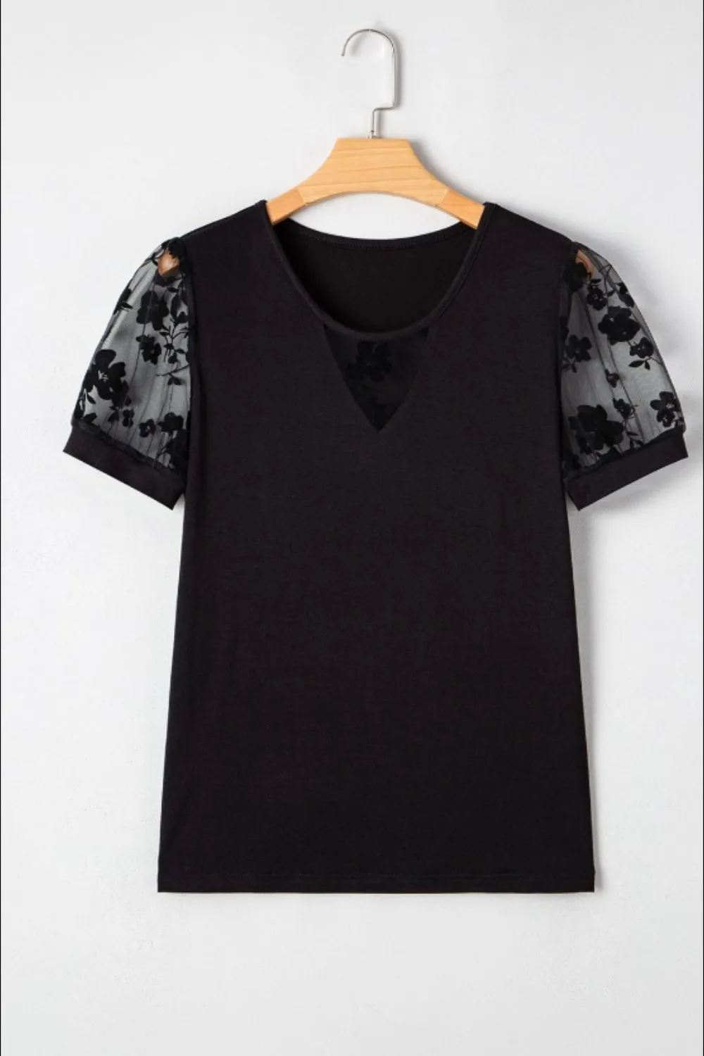 Flora Lace Patchwork Crew Neck Top, image 3