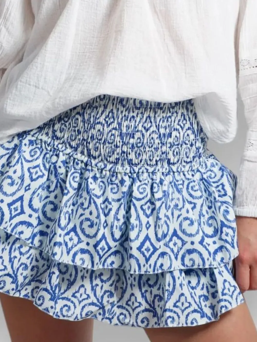 Smocked Wideband Waist Layered Mini Skirt, image 6