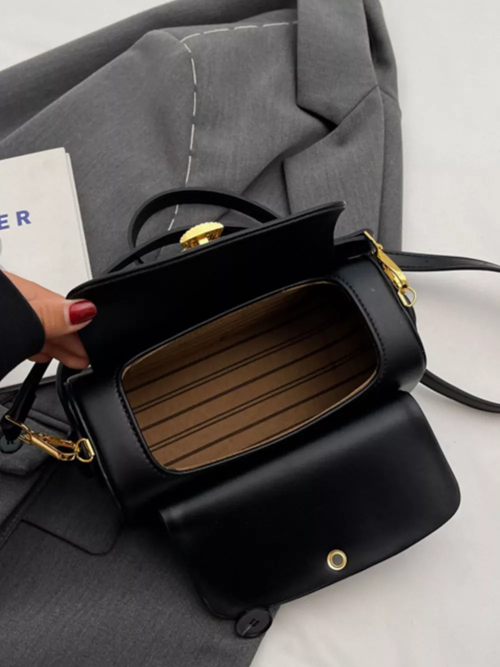 PU Leather Flap Crossbody Bag, image 8