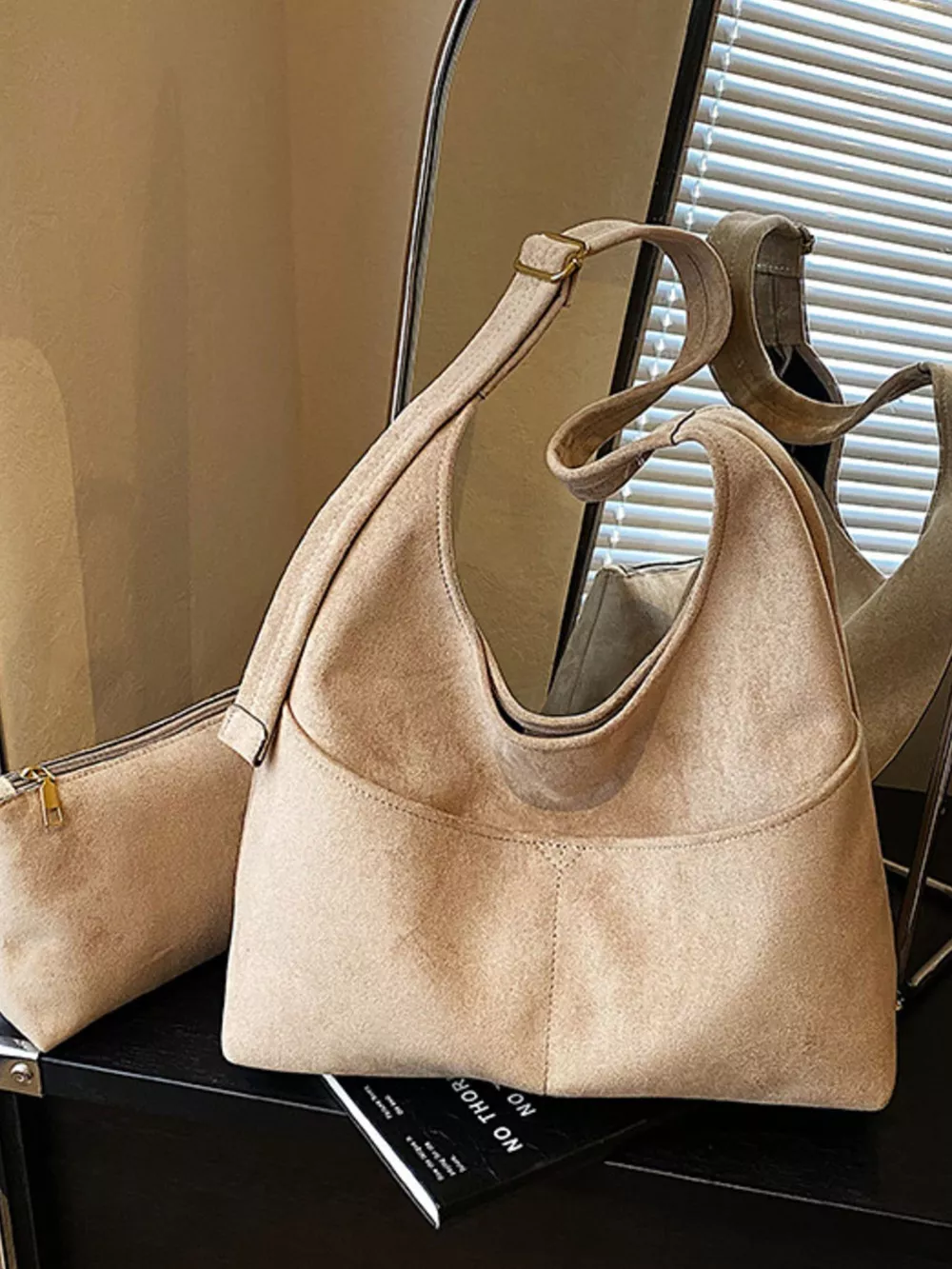 Minimalist Suede Shoulder Bag, image 9