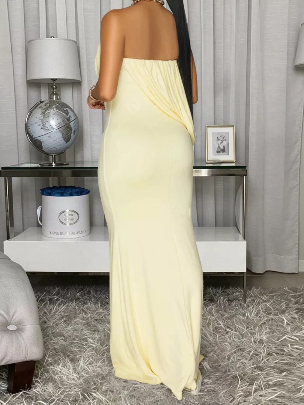 Strapless Draped Maxi Dress, image 5