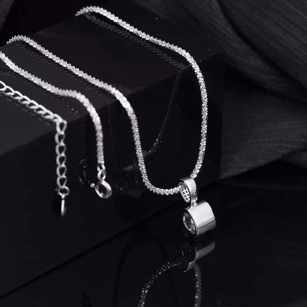925 Sterling Silver Zircon Pendant Necklace, image 3