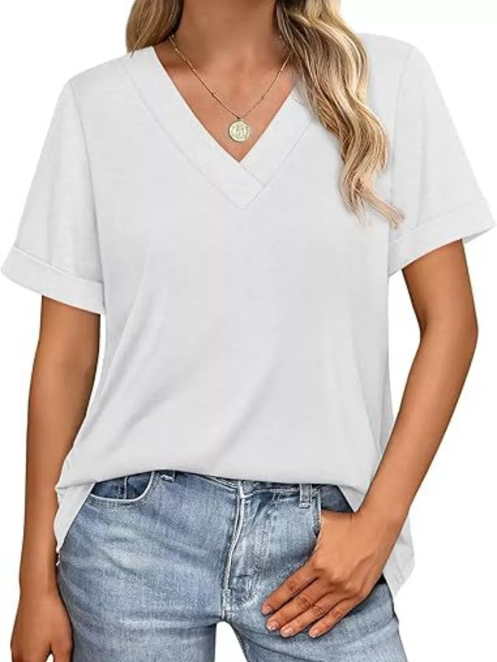 Casual V-Neck Short Sleeve T-Shirt, image 15