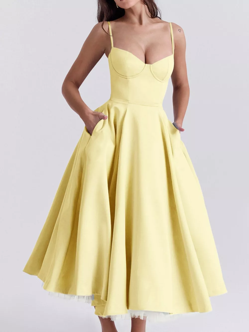 Sweetheart Neck A-Line Midi Dress, image 16