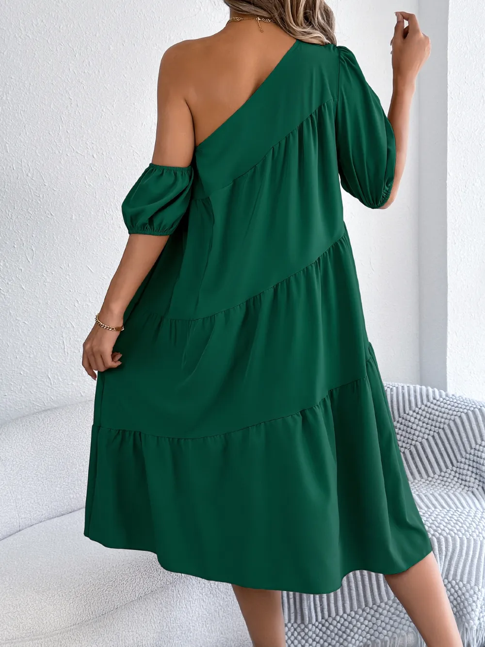 Single Shoulder Tiered Dress, image 7