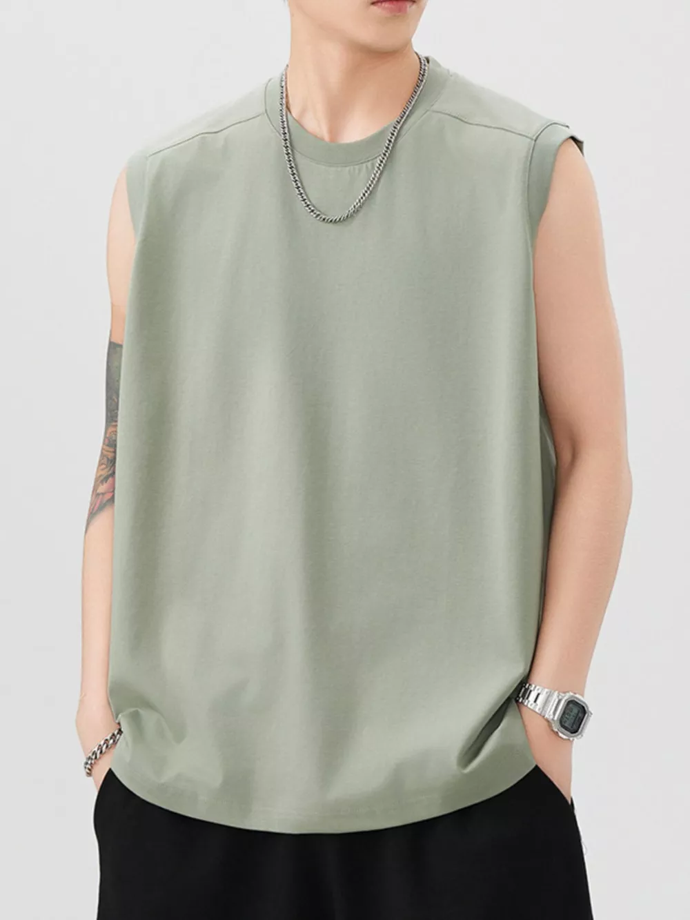Men's Plus Size Round Neck Tank, image 8