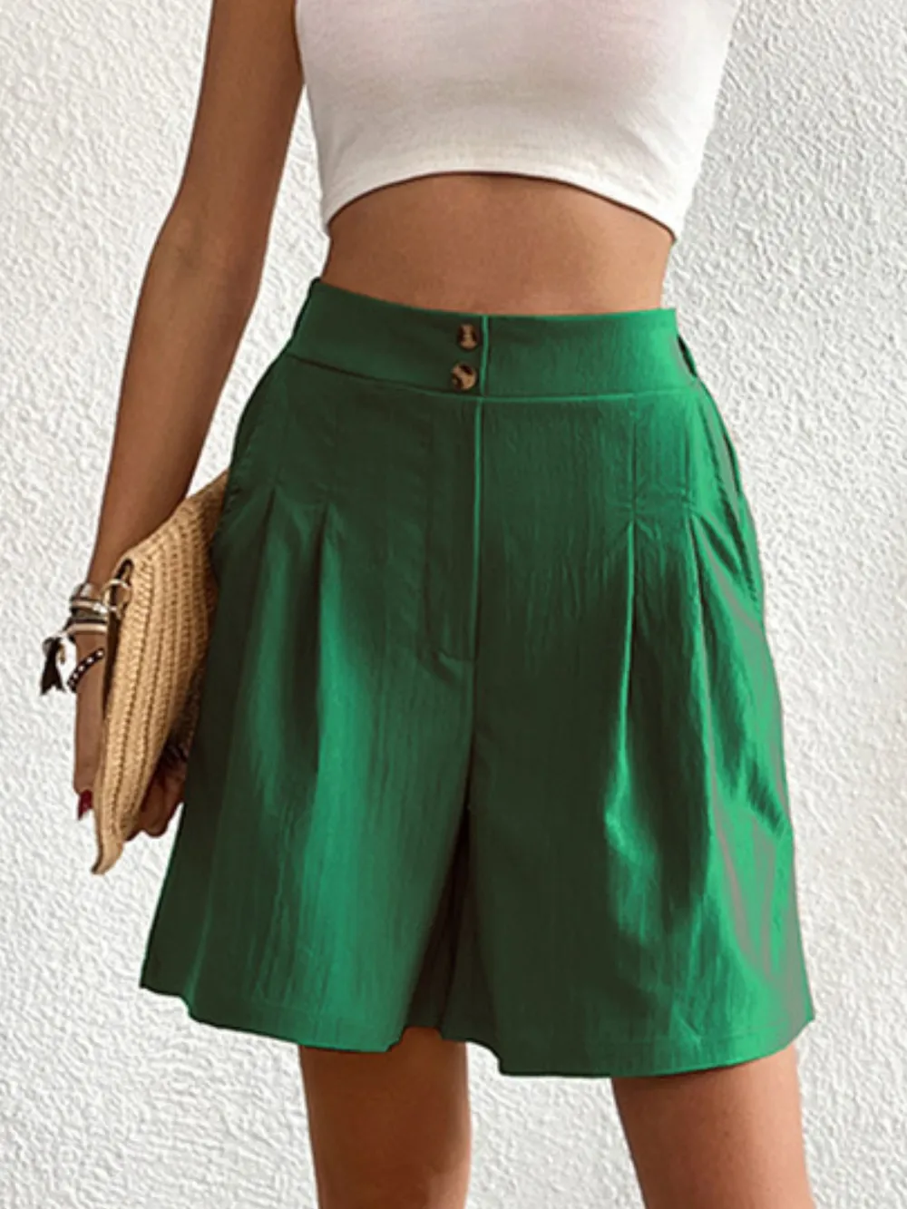 High-Waisted Pleated Shorts, image 6