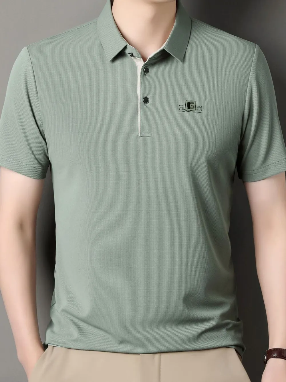 Men's Plus Size Button Detail Short Sleeve Polo, image 3