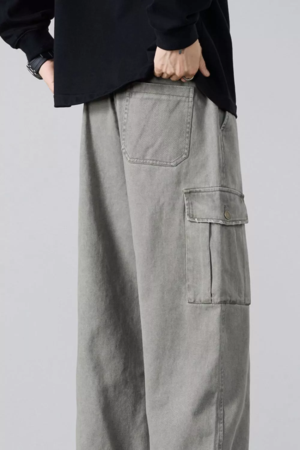 Men's Plus Size Drawstring Loose Fit Cargo Pants, image 4