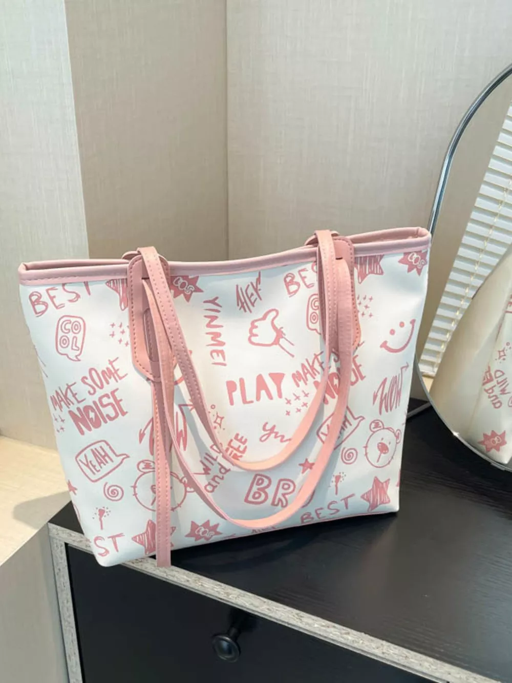 Graffiti Print Casual Tote Bag, image 8
