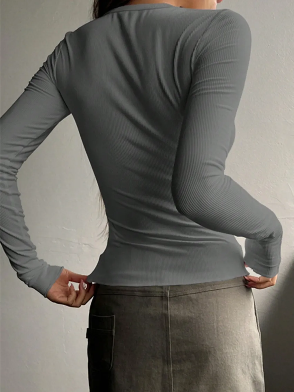 Half Button Long Sleeve T-Shirt, image 14