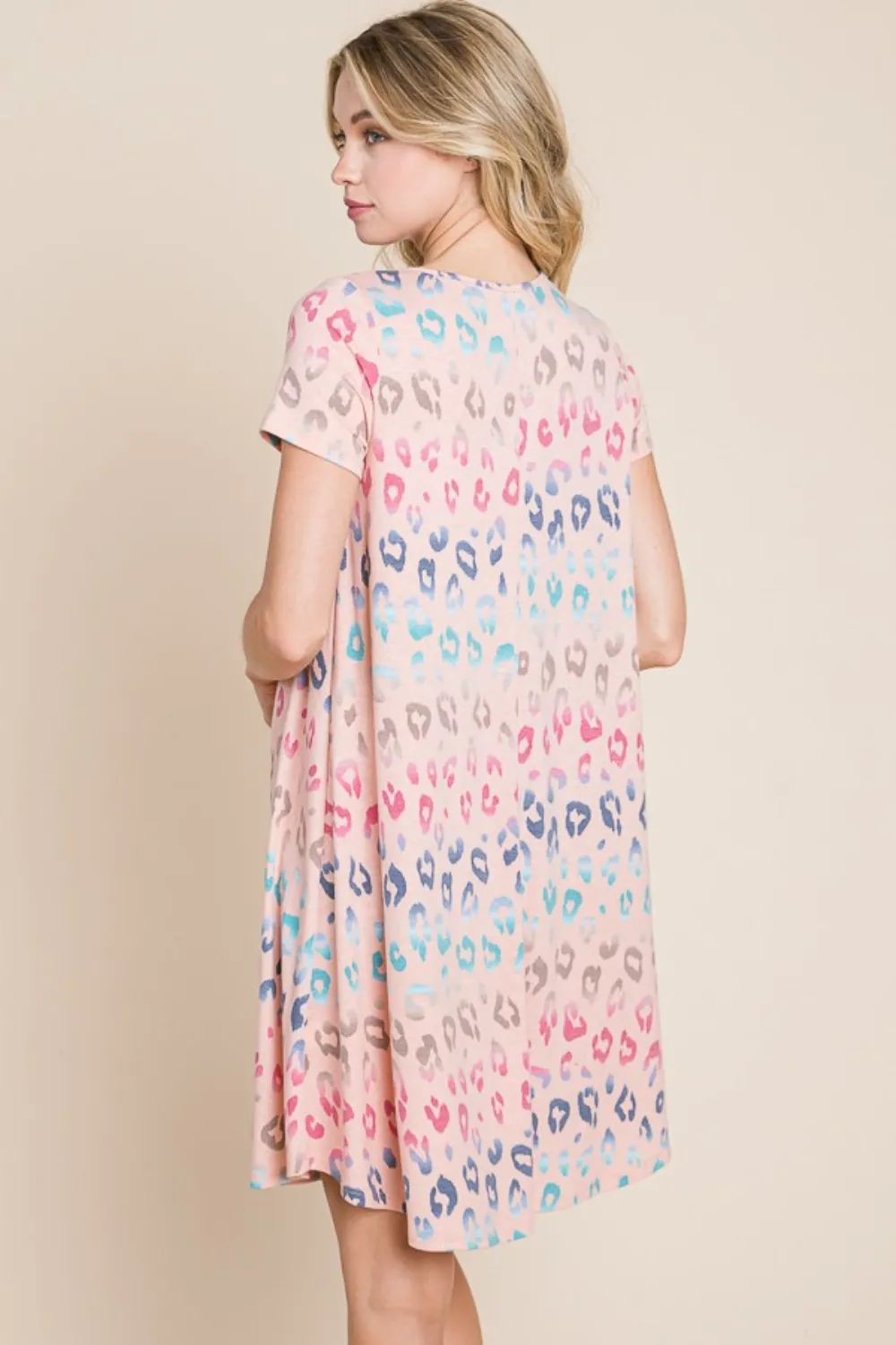 Leopard Round Neck Short Sleeve Dress, image 2