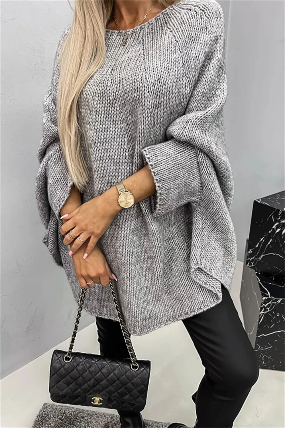 Round Neck Batwing Sleeve Sweater, image 31