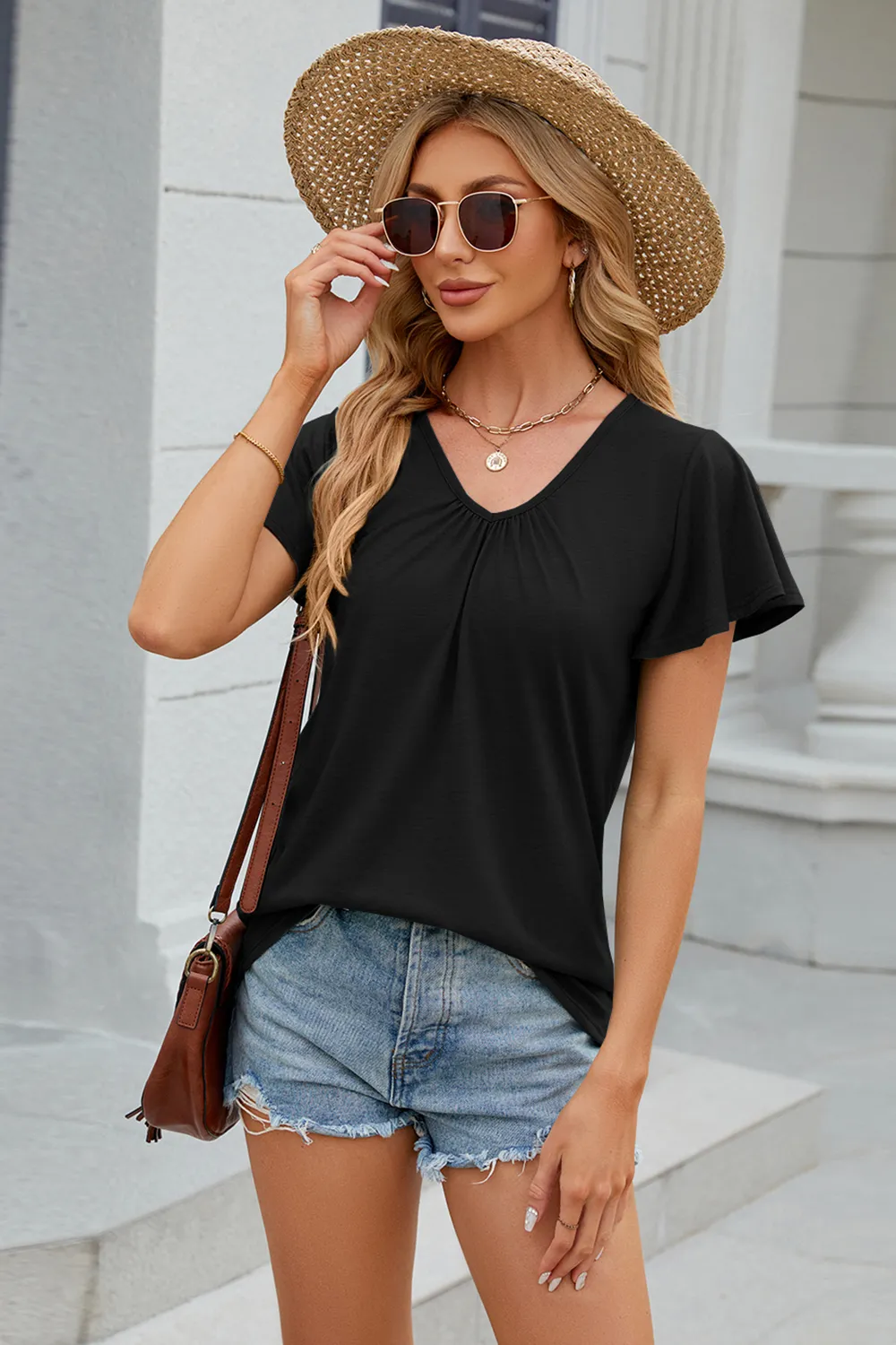 V-Neck Short Sleeve T-Shirt, image 16