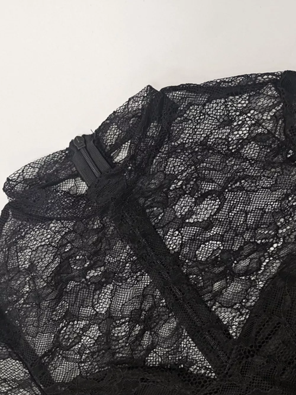 Lace Sheer Mock Neck Long Sleeve Maxi Dress, image 9