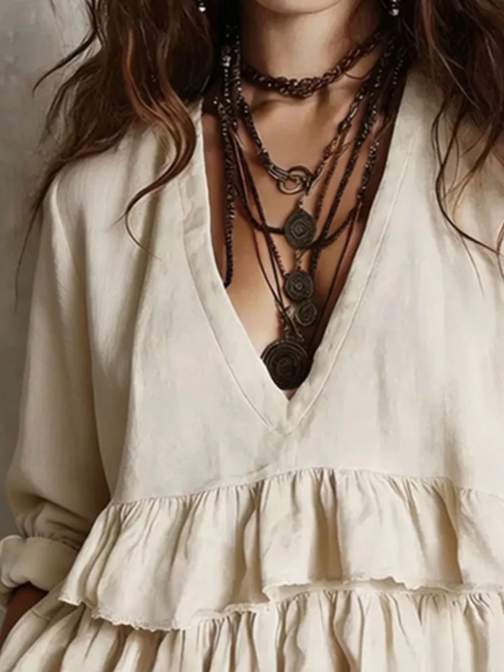 Full Size Ruffled Hem V-Neck Blouse Plus Size, image 3