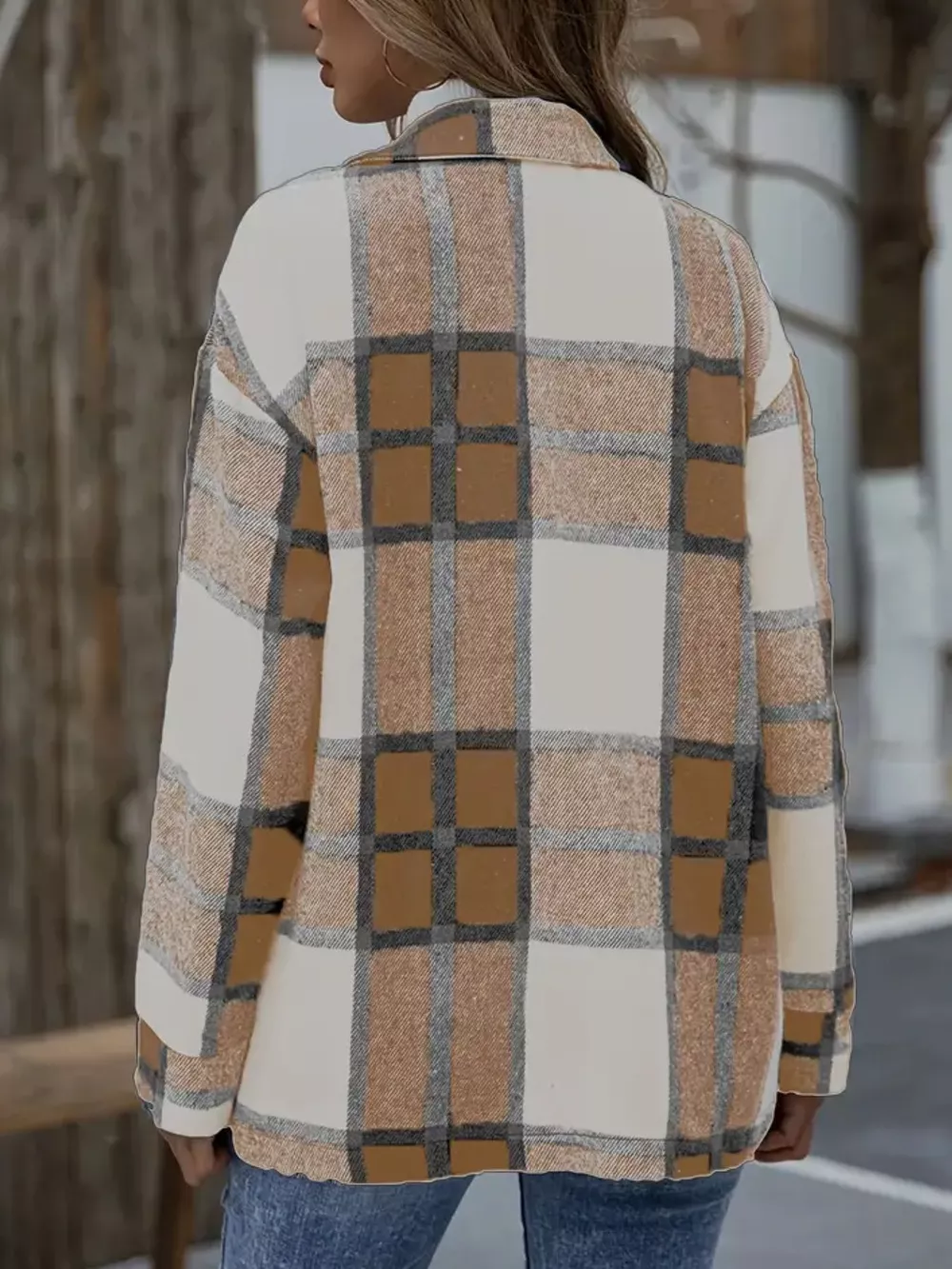 Plaid Button-Up Long Sleeve Shacket, image 6