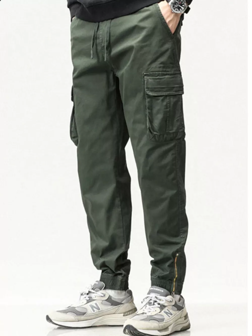 Men's Full Size Casual Cargo Pants with Drawstring Waist Plus Size, image 4