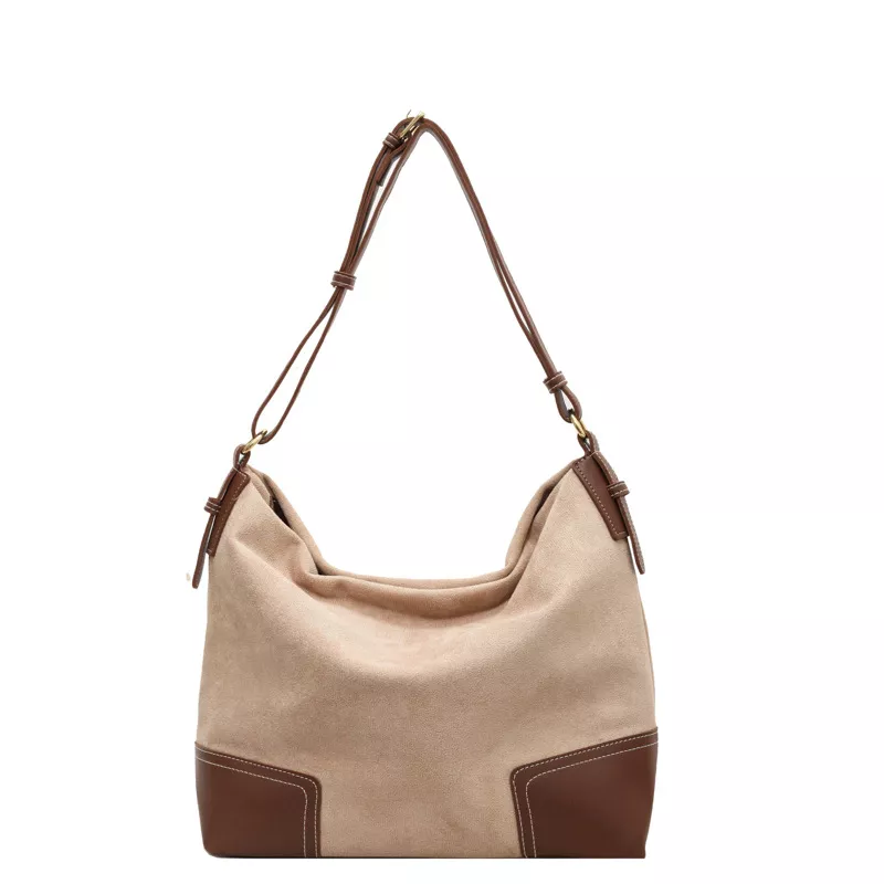 Suede Tote Bag with Leather Trim, image 6