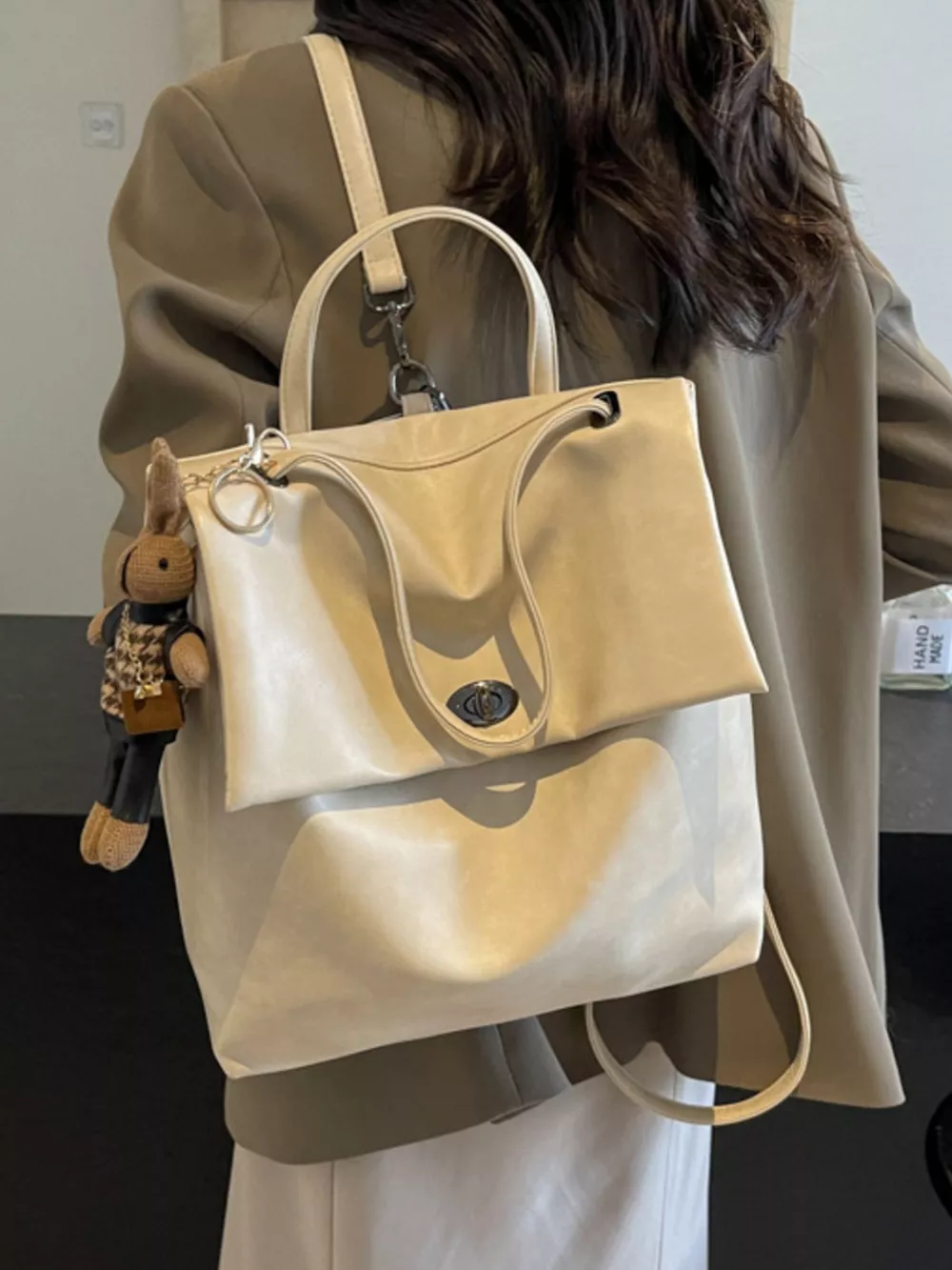 Leather Flap Backpack Bag, image 6